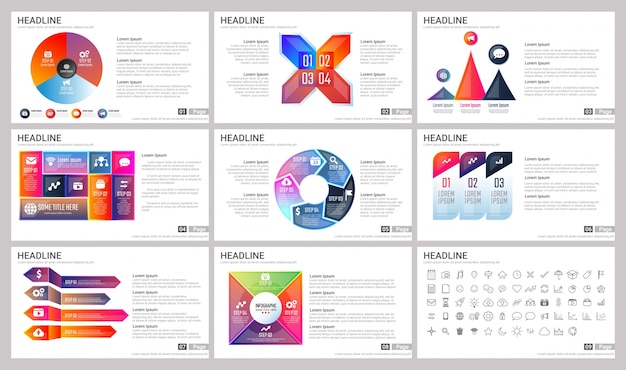 Elementos modernos de la infografía para plantillas de presentaciones