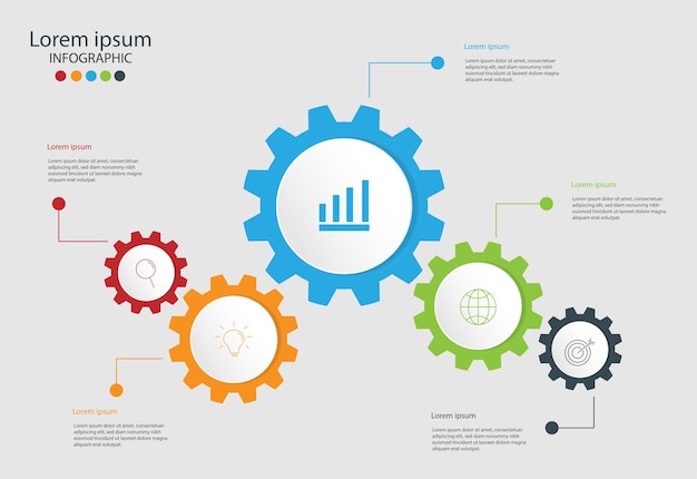 Elementos modernos para negocios Infografía multicolor.