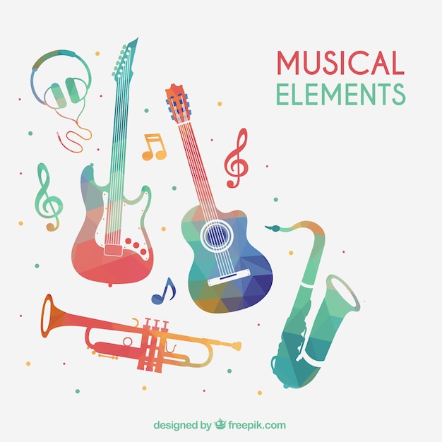 Elementos musicales de colores