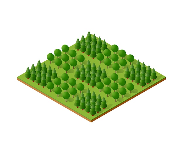 Elementos de la naturaleza isométrica 3d árboles bosque camping