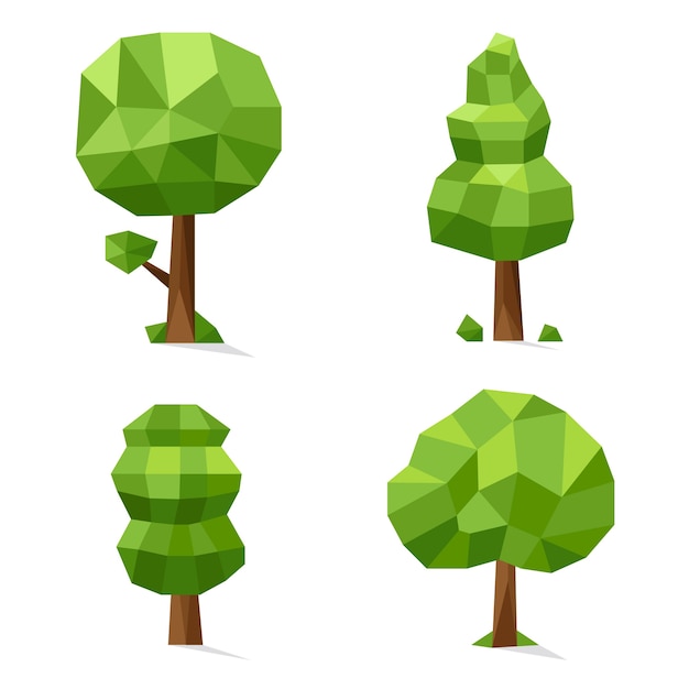 Elementos de naturaleza low poly de diseño plano