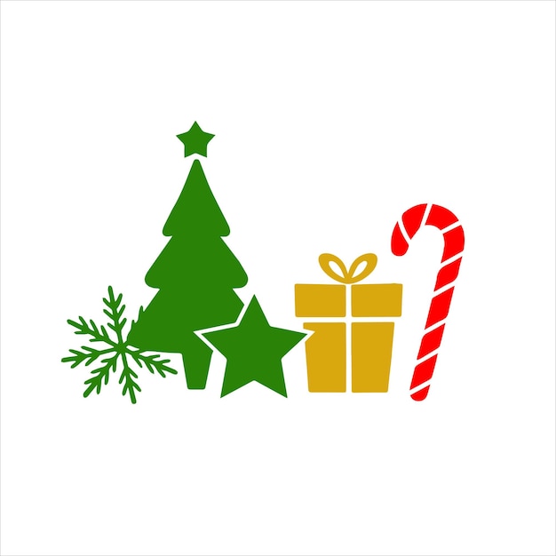 Elementos de Navidad conjuntos de iconos diseño ilustraciones vectoriales trazo editable