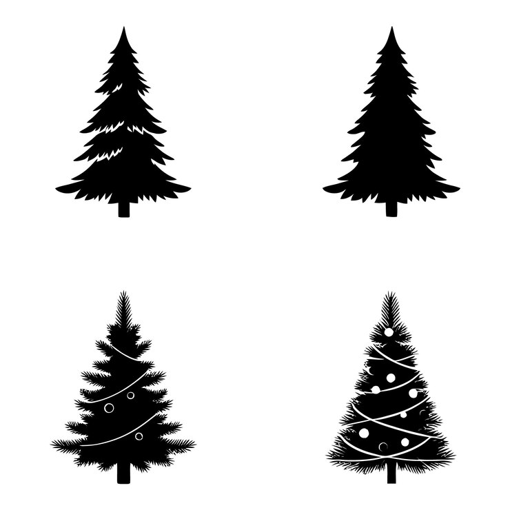Elementos de Navidad e Invierno Colección Vector Silueta