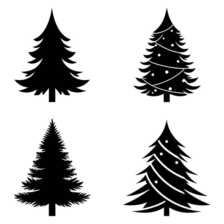 Elementos de Navidad e Invierno Colección Vector Silueta
