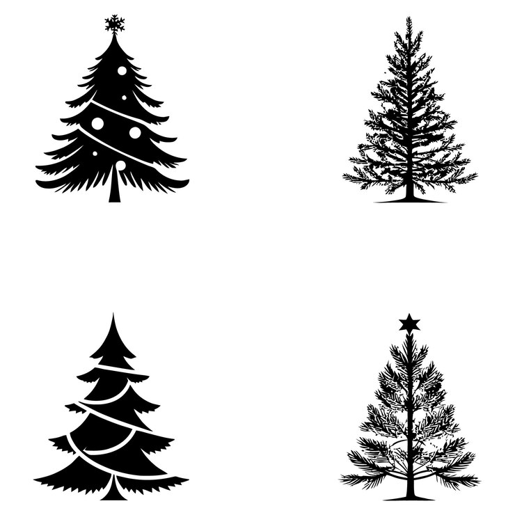 Elementos de Navidad e Invierno Colección Vector Silueta