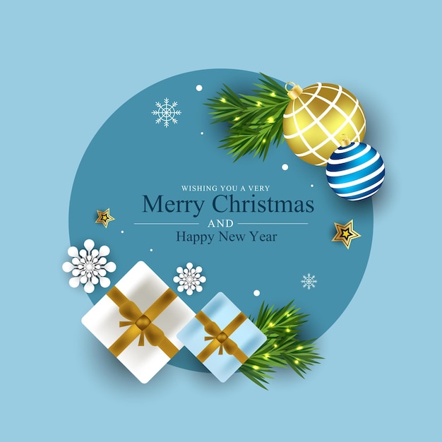 Elementos navideños 3D diseño realista de tarjetas de felicitación