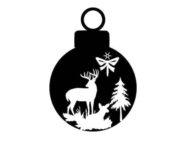 Elementos navideños en blanco y negro.