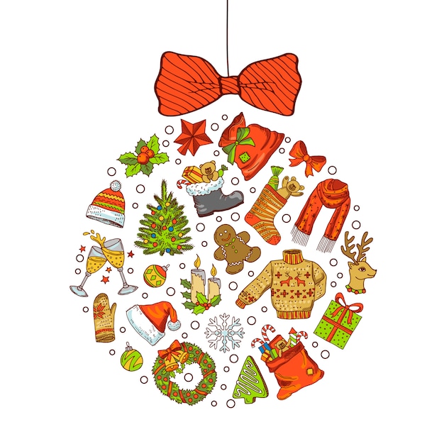 elementos navideños de colores