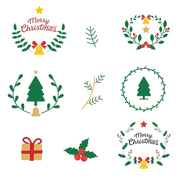 Elementos navideños con diversas ilustraciones relacionadas con la celebración de la Navidad