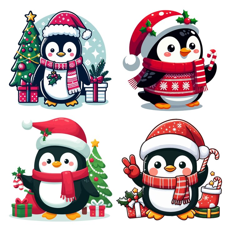 Elementos navideños e ilustración vectorial de personajes con fondo blanco