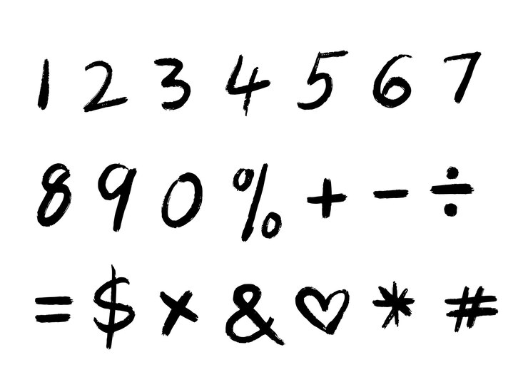 Vector elementos numéricos dibujados a mano