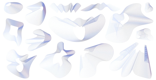 Elementos de onda abstractos Ilustración vectorial Ola con líneas creadas usando la herramienta de mezcla