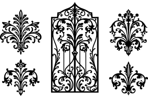 Elementos ornamentales intrincados de hierro