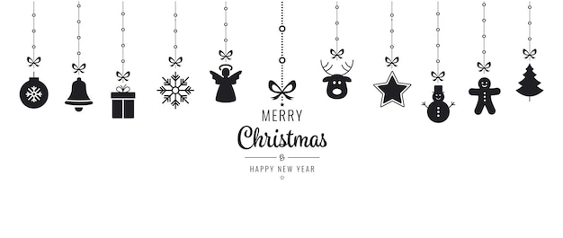 elementos de ornamento de Navidad oro colgando fondo negro