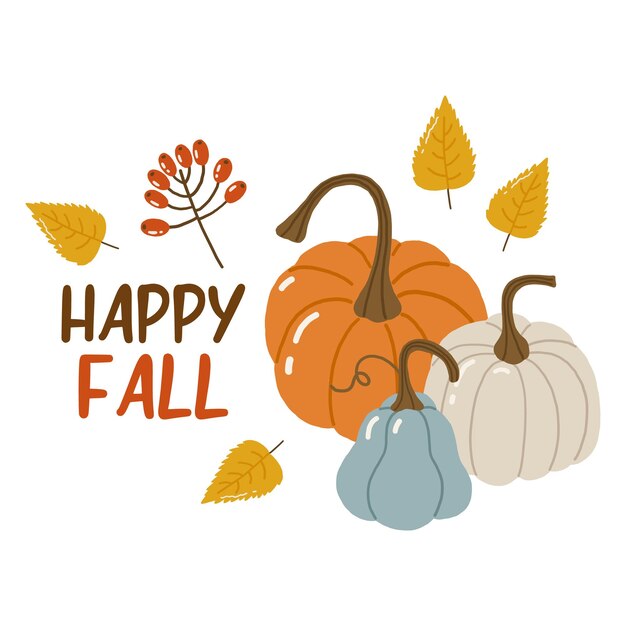 Elementos de otoño dibujos ilustrados colecciones de calabazas conjunto acogedor de otoño