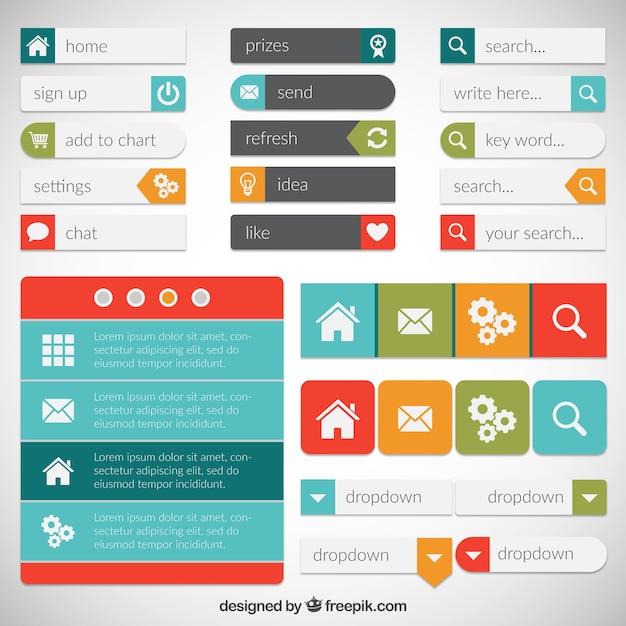 Vector elementos de página web