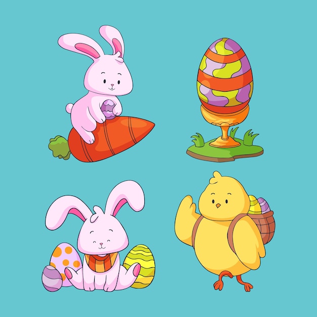 Vector elementos de pascua dibujados a mano