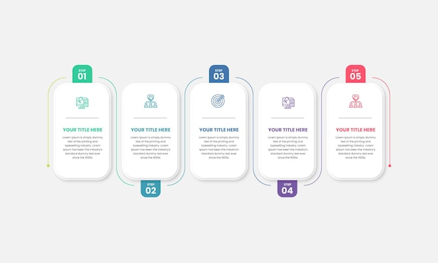 Elementos de pasos de diagrama de flujo de diseño infográfico de negocios 3D