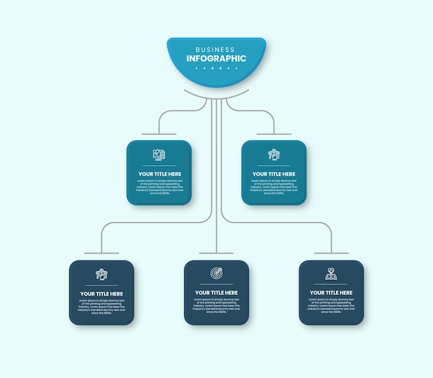 Elementos de pasos de diagrama de flujo de diseño infográfico de negocios 3d