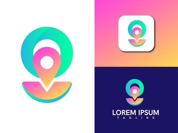 Elementos de plantilla de diseño de icono de aplicación de logotipo de ubicación abstracta