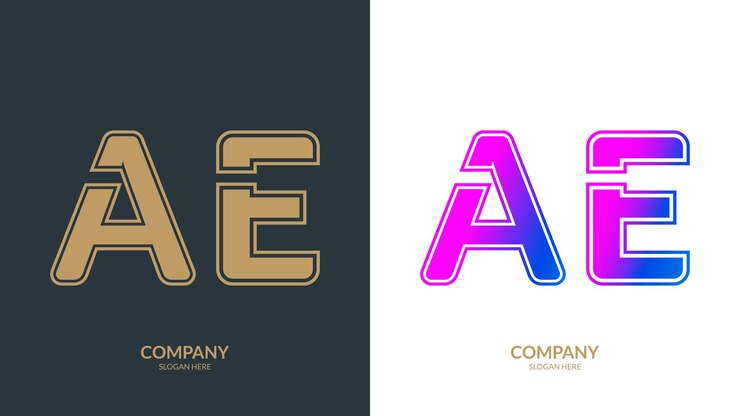 Vector elementos de la plantilla de diseño del icono de la letra ae