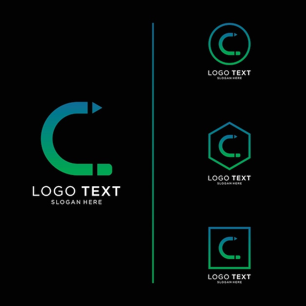 elementos de plantilla de diseño de icono de letra C logo