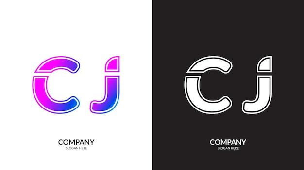 Elementos de plantilla de diseño del icono de la letra CJ