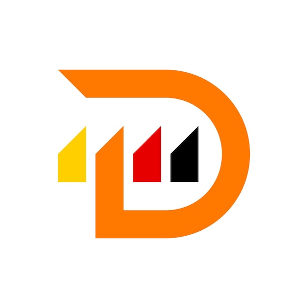 Elementos de la plantilla de diseño del icono de la letra D