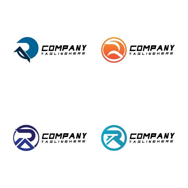 Elementos de plantilla de diseño de icono de letra R logo