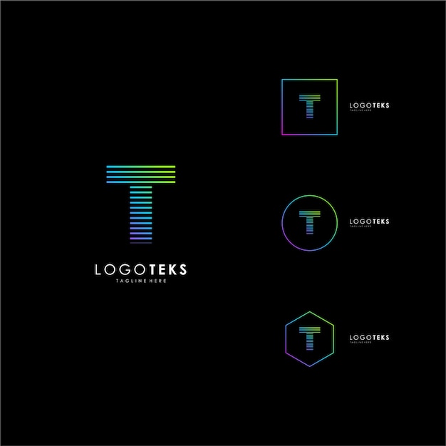 Elementos de plantilla de diseño de icono de letra T logo
