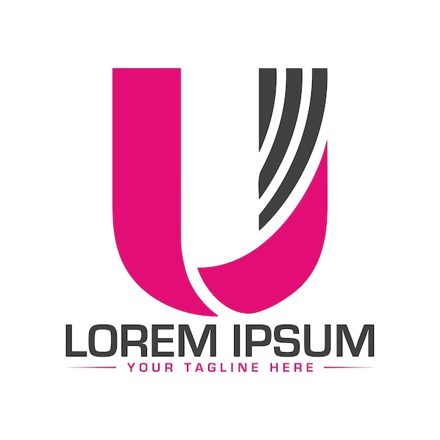 Elementos de plantilla de diseño de icono de letra U logo