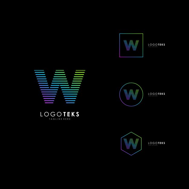 Elementos de plantilla de diseño de icono de letra W logo