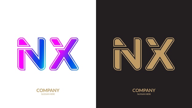 Elementos de la plantilla de diseño del icono del logotipo de la letra NX