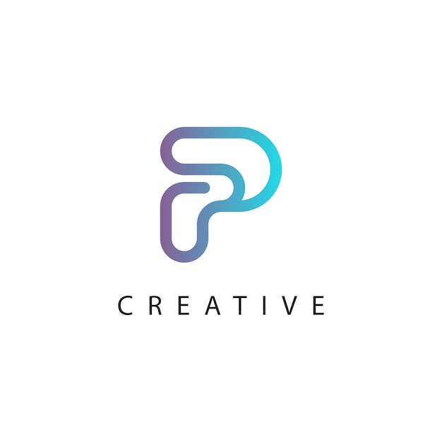 Elementos de plantilla de diseño de icono de logotipo de letra P inicial.