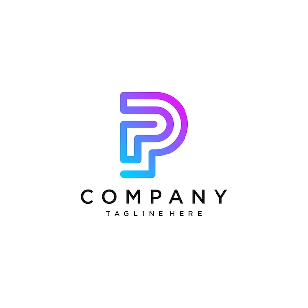 Elementos de plantilla de diseño de icono de logotipo de letra P