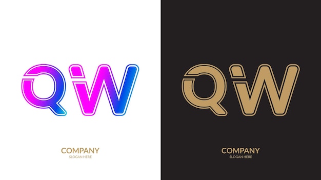 Elementos de la plantilla de diseño del icono del logotipo de la letra QW