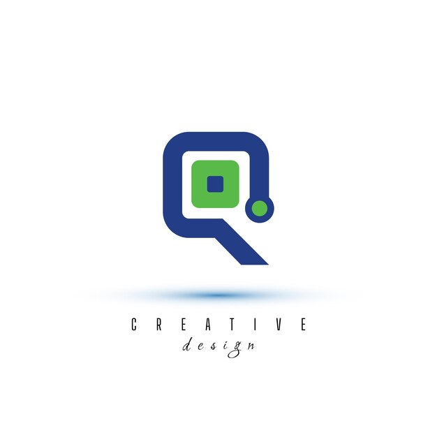 Elementos de plantilla de diseño de íconos del logotipo de cambio de letra Q