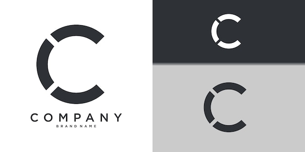 Elementos de plantilla de diseño de íconos de logotipo de la letra C minimal Premium Vector