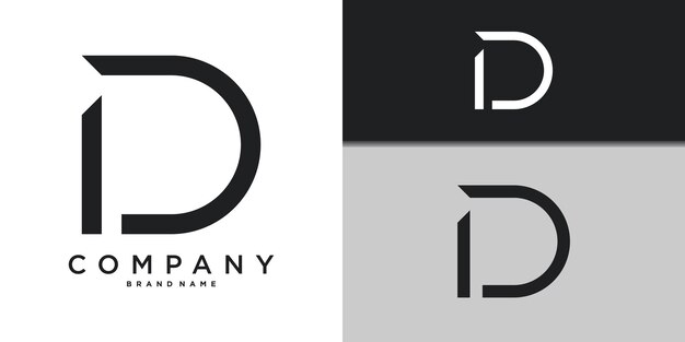 Elementos de plantilla de diseño de la letra D del icono del logotipo mínimo Premium Vector