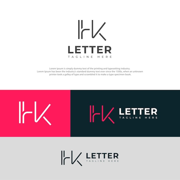 Elementos de plantilla de diseño de la letra HK KH creativa Logotipo de letra de alfabeto digital abstracto moderno