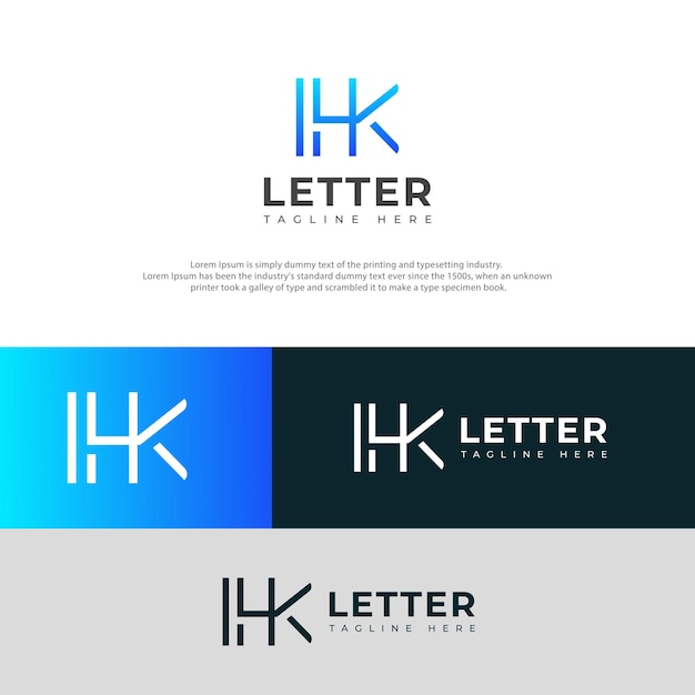Elementos de plantilla de diseño de la letra HK KH creativa Logotipo de letra de alfabeto digital abstracto moderno