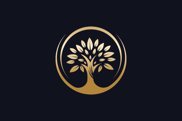 Elementos de plantilla de diseño de logotipo de árbol vectorial