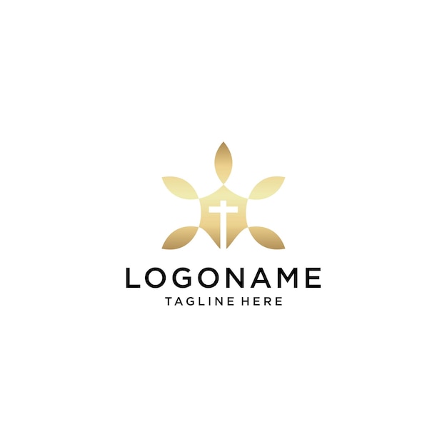 Los elementos de la plantilla de diseño del logotipo de la hoja cruzan
