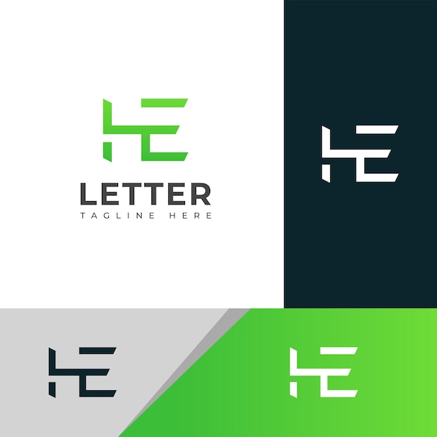 Elementos de plantilla de diseño del logotipo de la letra EH Logotipo de letra de alfabeto digital abstracto moderno