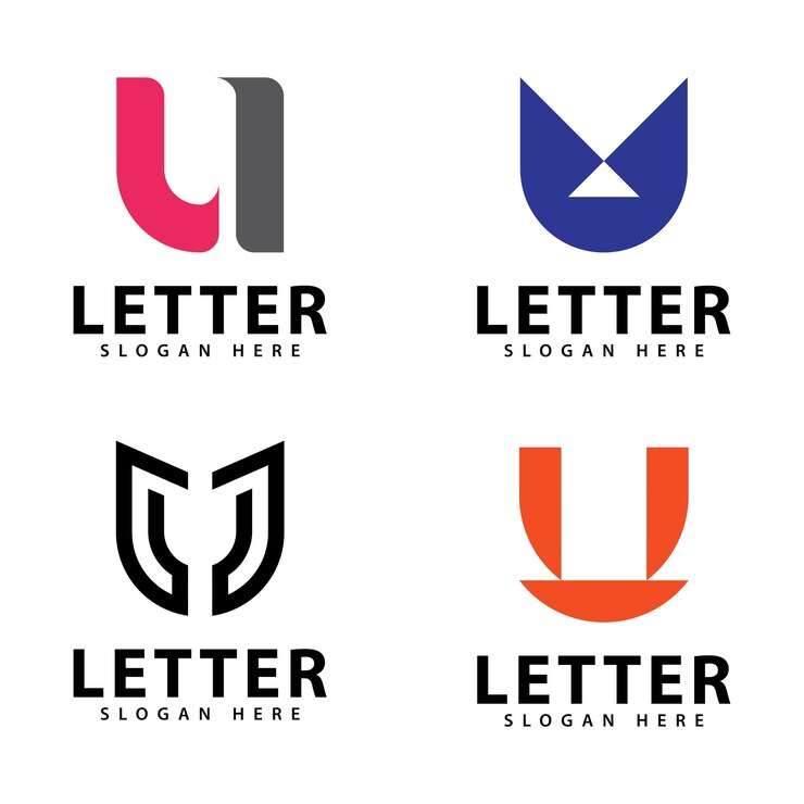 Vector elementos de plantilla de diseño de logotipo de letra u