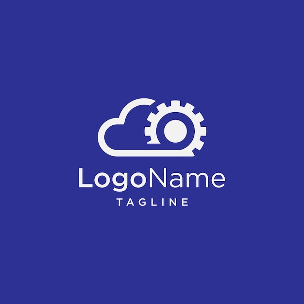 elementos de plantilla de diseño de logotipo de servicio de nube creativa