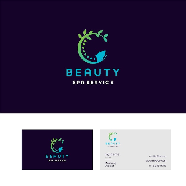 Vector elementos de plantilla de diseño de logotipo de spa de belleza y tarjeta de visita