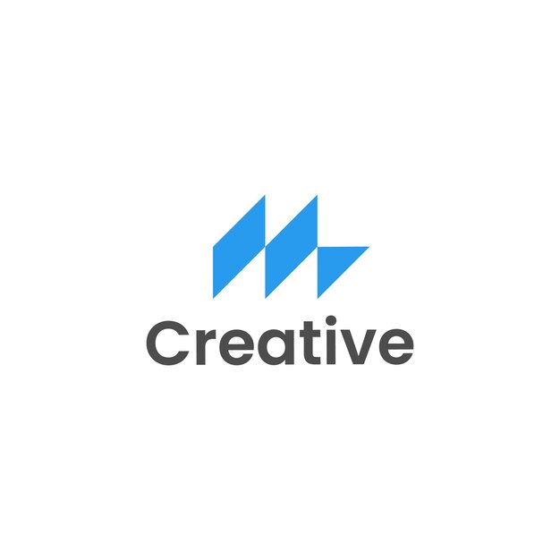 Elementos de plantilla de diseño de logotipo vectorial de color plano con logotipo azul de letra inicial M