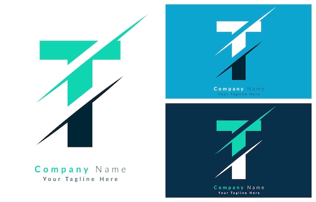Elementos de la plantilla de diseño del vector del logotipo de la letra T
