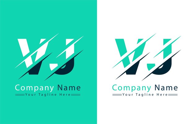 Elementos de la plantilla de diseño vectorial del logotipo de letra VJ